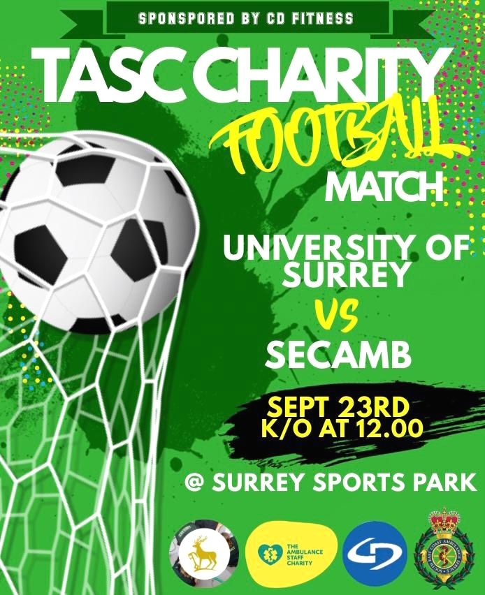 The grass is cut, goals are readied, trophy polished and egos stroked. GAME DAY TOMORROW. Come one and all, to a game bigger than '66! Can it come home? Well someone has to win!!! 1200 <a href="/Surreysportpark/">Surrey Sports Park</a> <a href="/UniSurrey999/">UniSurrey Paramedic</a>  vs <a href="/SECAmbulance/">South East Coast Ambulance</a>. <a href="/cdfitbagshot/">CD Fitness</a>. #football #charity <a href="/TasX/">Tasnuva Tabassum</a>
