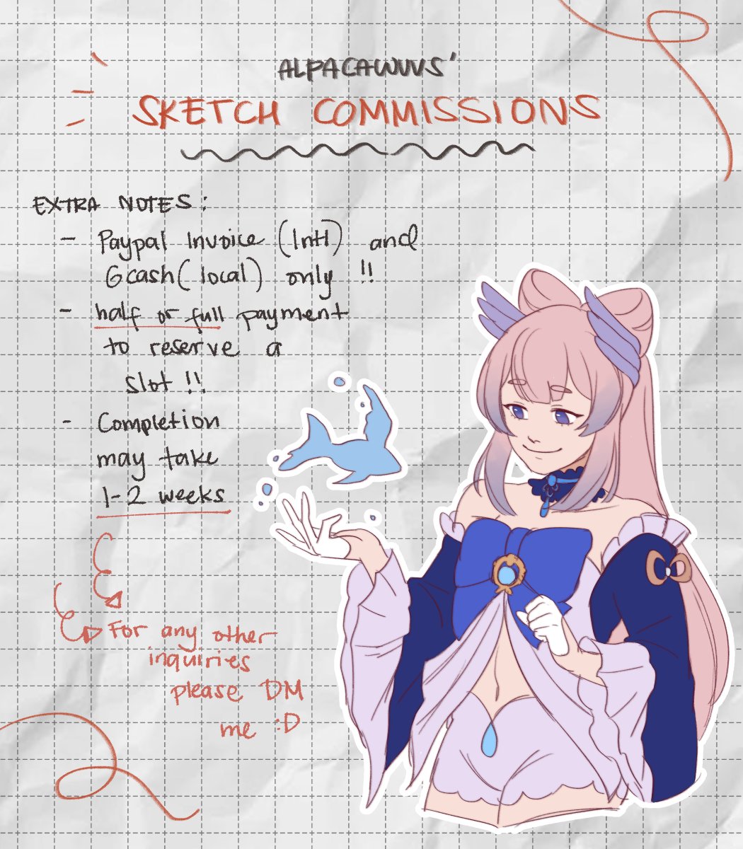 [ rts appreciated 💗 ]

hi!! im opening sketch comms to save up for a pc :D im going to be keep my comms open for a few months + please dm me to reserve a slot !! 