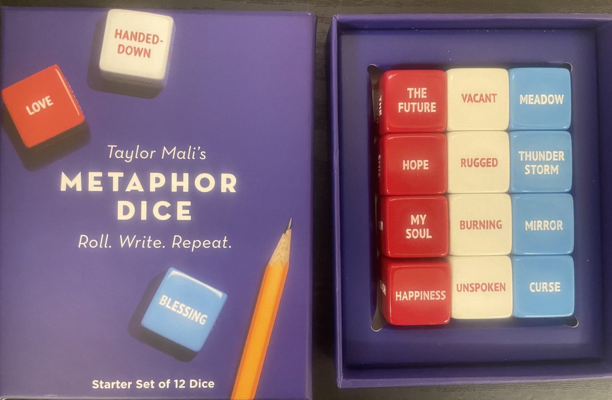 ATeachersTeach's tweet photo. After listing to @OnEducationPod and learning about @MetaphorDice, created by @TaylorMali, I was captivated by the idea! I’m looking forward to using these with my 8th grade #ELA students. Something to check out: @karenccrema @shannonlhill13 @CoachBaker_GHS https://t.co/O2WvNuX9GV