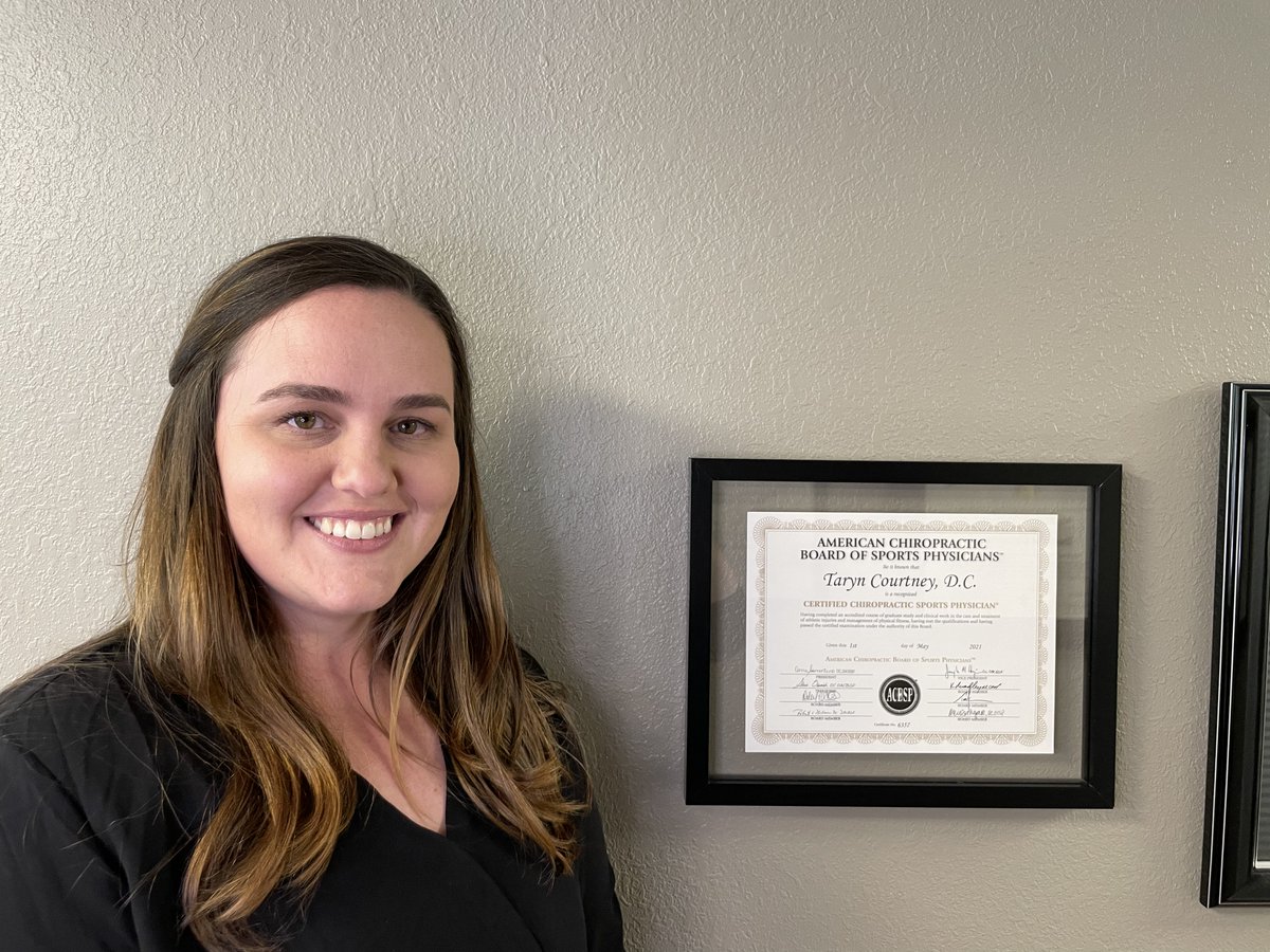 Congratulations to Dr. Courtney for completing her C.C.S.P. (certified chiropractic sports physician)! She now has extensive post-graduate education specific to sports injuries and optimizing athletic performance. Be sure to schedule with her for your sports-related injuries!