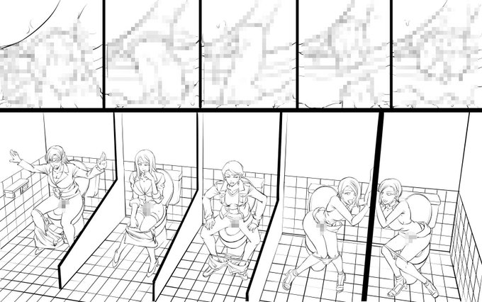 #コミッション #デッドライジング #オリジナル 現在、海外のファンの方から別の5人キャラが登場するトイレイラストを参考に同じような構図でデッドライジングのキャラでお願い・・・と依頼されて制作してます。あともう一つはオリジナルキャラでの排泄5枚差分。 
