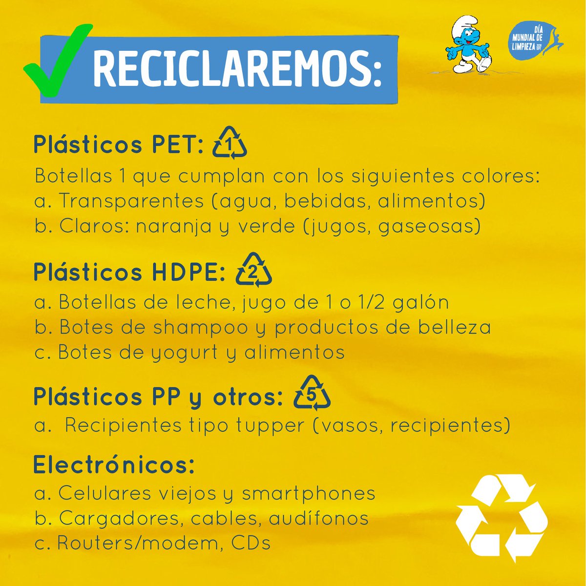 LetsDoItSV's tweet photo. ¡En esta lista te ampliamos algunos ejemplos! Recordá que cada centro de acopio recibe diferentes materiales, checkealos en nuestros tuits. 

#DiaMundialdeLimpieza #EUBeachCleanup #ActNow 

¿Dudas?♻️ Escribilas en los comentarios👇 https://t.co/dhy2FWAnqE