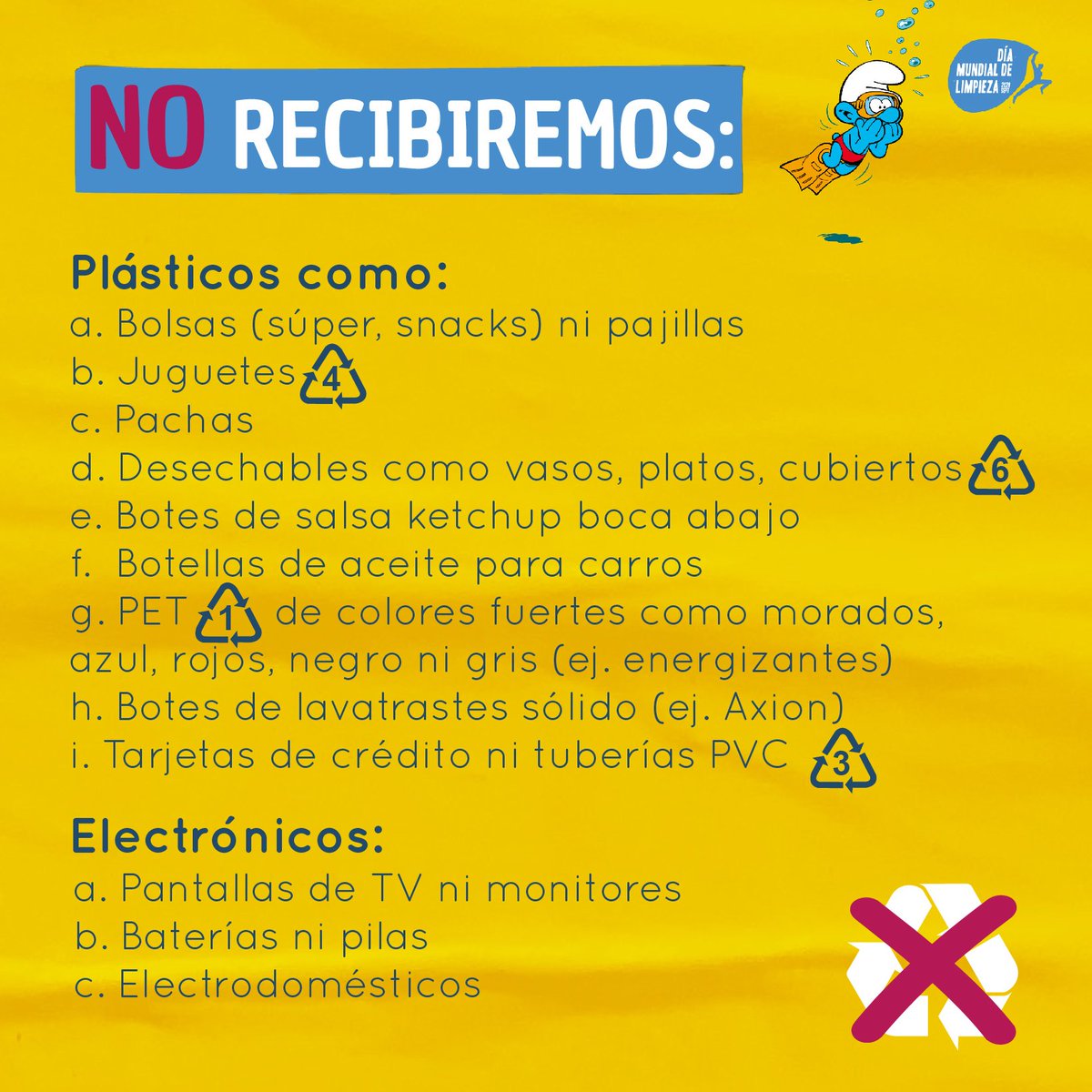 LetsDoItSV's tweet photo. ¡En esta lista te ampliamos algunos ejemplos! Recordá que cada centro de acopio recibe diferentes materiales, checkealos en nuestros tuits. 

#DiaMundialdeLimpieza #EUBeachCleanup #ActNow 

¿Dudas?♻️ Escribilas en los comentarios👇 https://t.co/dhy2FWAnqE