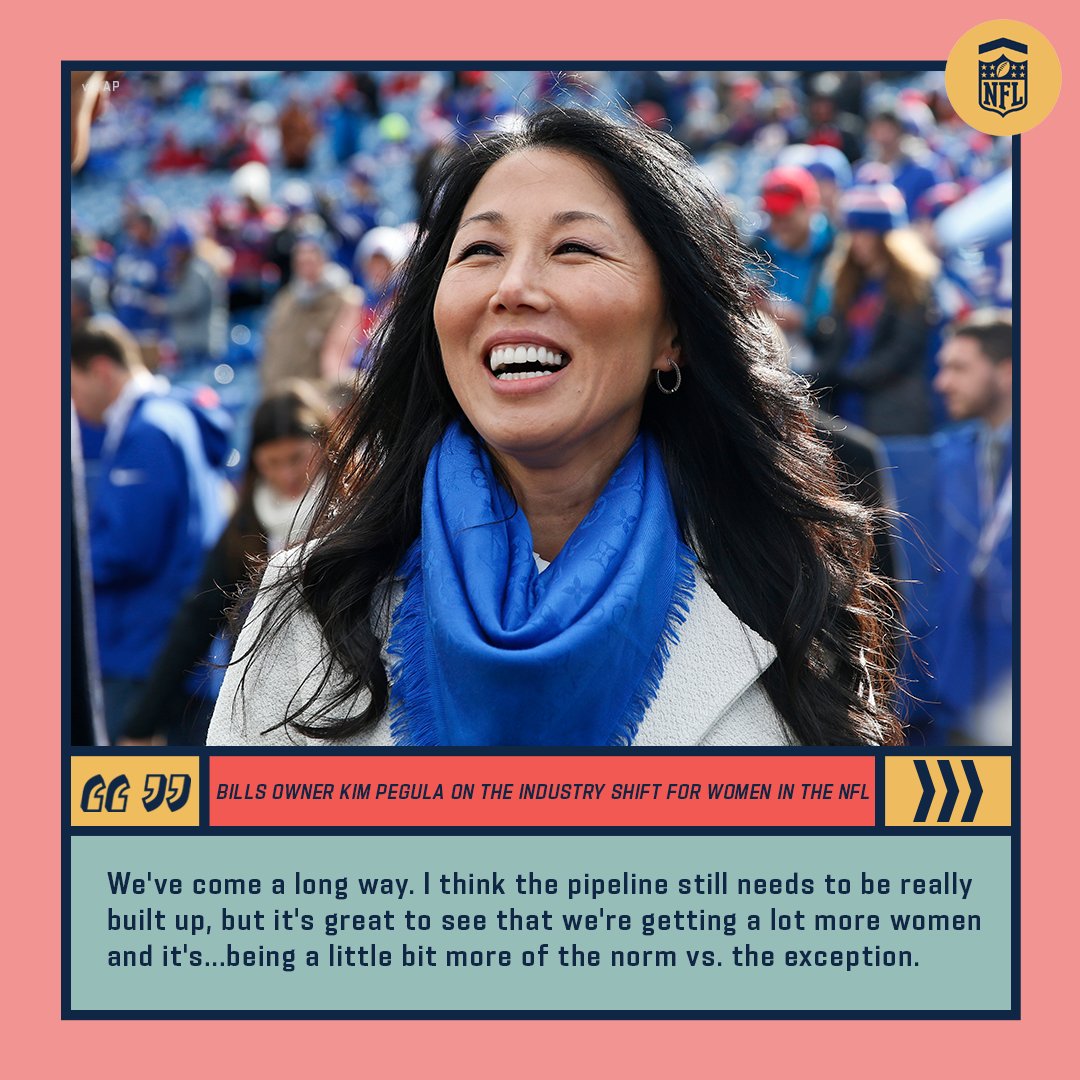 NFLUpOfficial's tweet image. Bills owner, Kim Pegula is proud of the industry shift for women in the NFL and hopes that this change becomes the norm for women in the league. Read more about Kim in this week&apos;s Next Woman Up feature.

  🔗: nfl.com/news/next-woma…