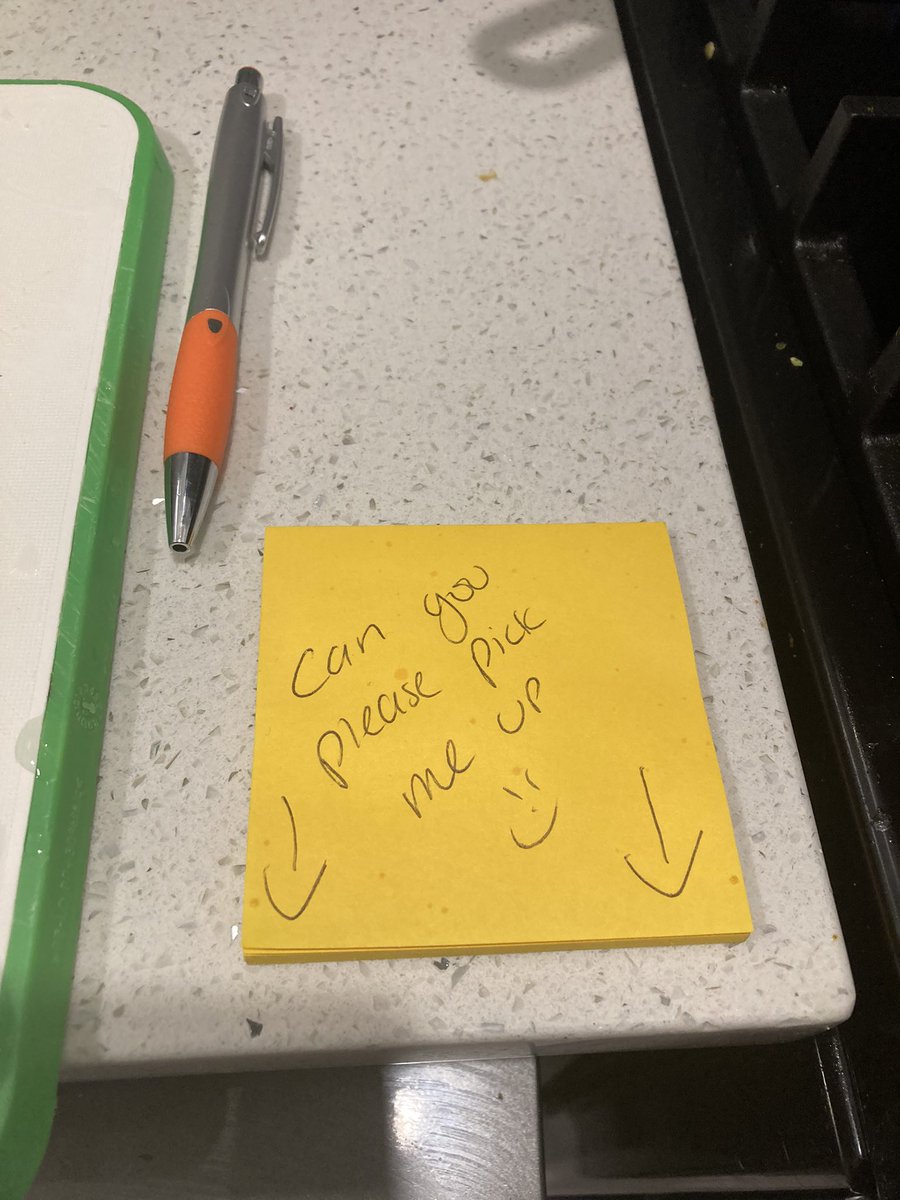 My wife is 9 months pregnant… She’s over it… And her dropping things have now become routine… But I gotta give it to her, it has not affected her manners one bit… I keep finding these lil notes all over the place… 😂