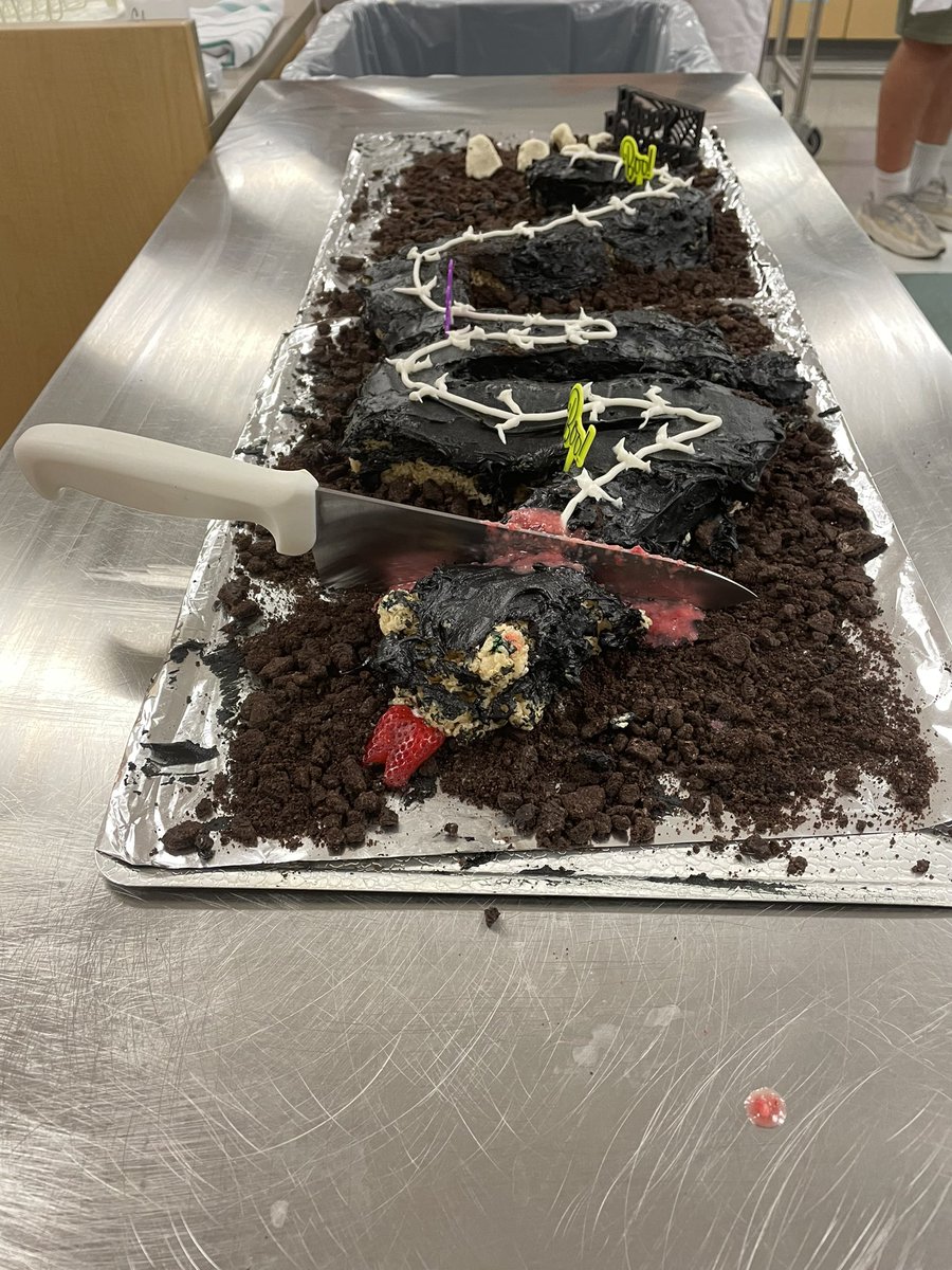 GreenLevelFCS's tweet image. Foods 2 Honors student created their own rice Krispy snake cake. They nailed it!