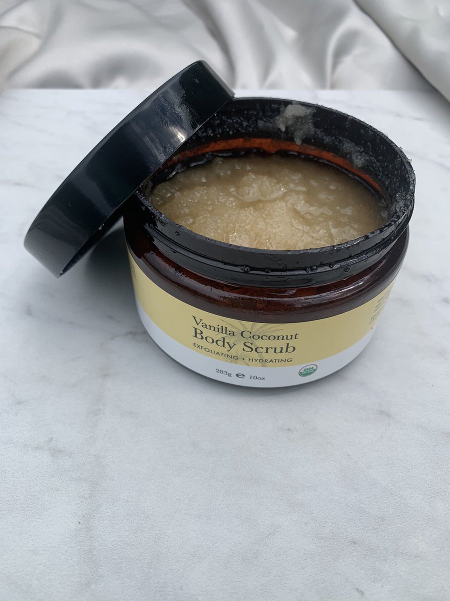 joniamac's tweet photo. I purchased the Vanilla Coconut body scrub by @BeautyByEarth and oh my, it smells so good! I like how fine the scrub is, it's not rough on the skin like other body scrubs. I love how Beauty by Earth made this scrub organic, vegan, and cruelty-free. #BeautybyEarth https://t.co/I65MXRVC1w
