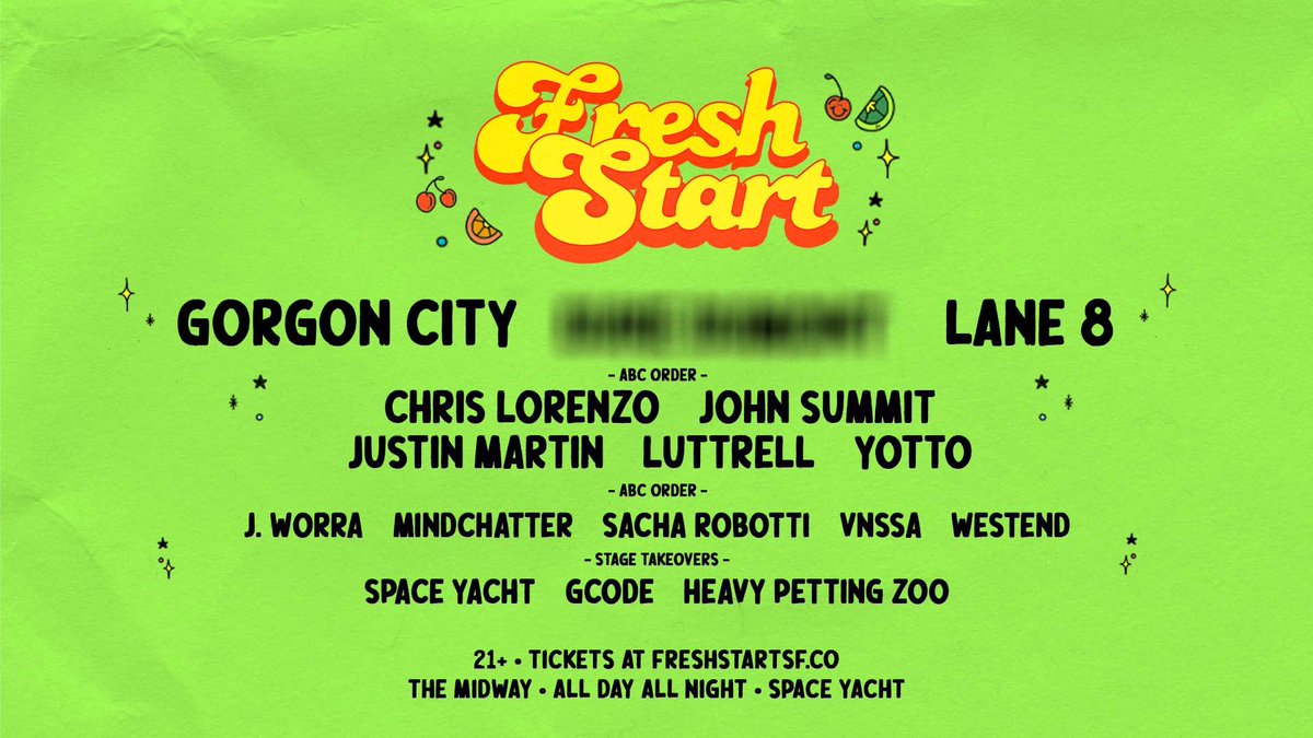 spaceyacht's tweet photo. NYE WEEKEND IN SAN FRANCISCO 🍒🍒🍒

GORGON CITY. LANE 8. CHRIS LORENZO. JOHN SUMMIT. JUSTIN MARTIN. LUTTRELL. YOTTO. J WORRA. MINDCHATTER. SACHA ROBOTTI. VNSSA. WESTEND. 
+ more to be announced

https://t.co/8gwDvh8tIO https://t.co/UvBsH4dW1U