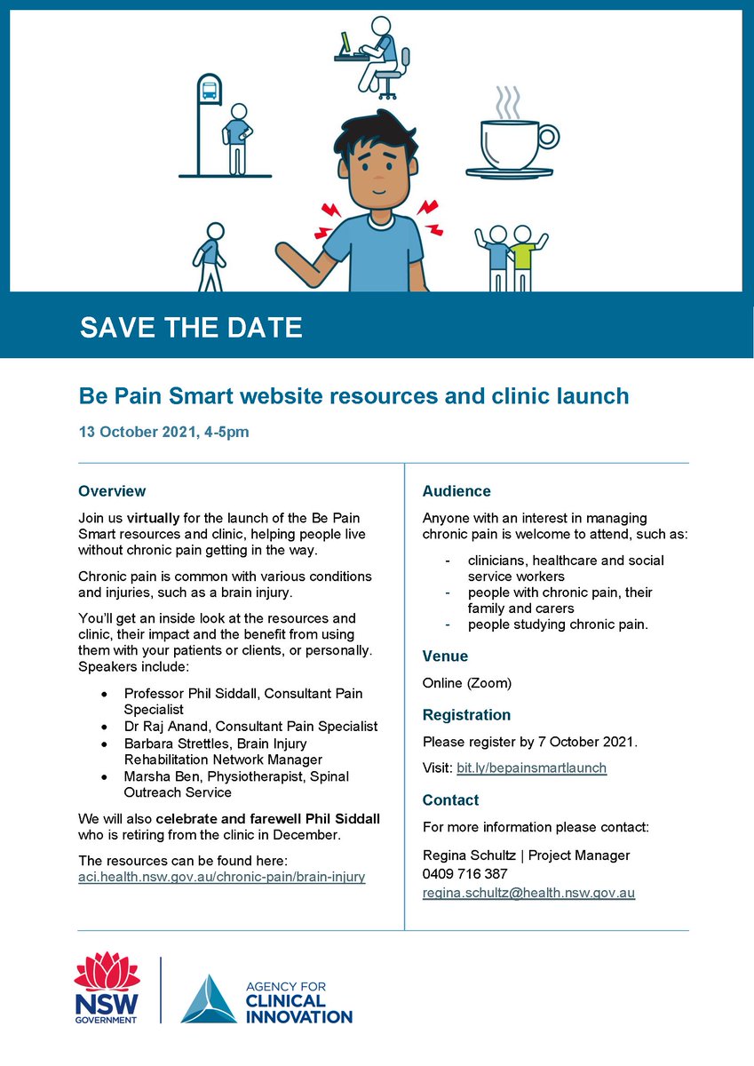 Painaustralia's tweet photo. Join @nswaci virtually on October 13th for the launch of the Be Pain Smart resources and clinic, helping people live without chronic pain getting in the way. https://t.co/OdoR9cQQNz https://t.co/QZwE8z0D7v