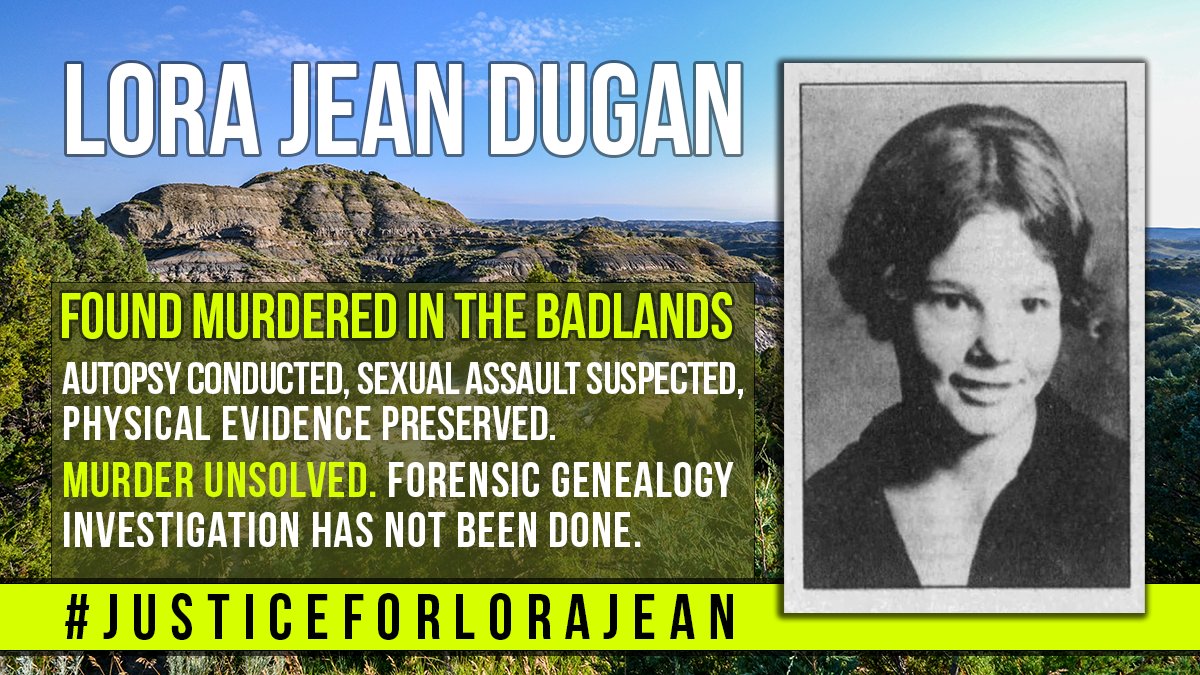 TroyReinvented's tweet photo. Justice not yet done. Governor @DougBurgum, this family needs your help. The technology exists to solve this #coldcase. Please compel the State AG to begin a #forensicgenealogy investigation. Read @TrueCrimeDiva's excellent piece here: https://t.co/cCETZVIYQq #JusticeforLoraJean https://t.co/D7MfiAnh6F