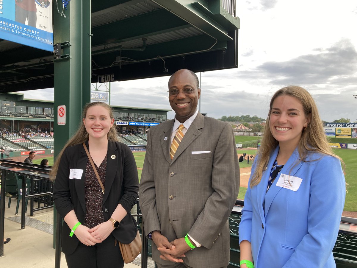 Leizel Schlott, SGA president, Millersville President, Dr. Daniel A. Wubah and Madison Whitcomb, Student Trustee, at Lancaster Chamber Annual Dinner. #villepresident #millersvillesga