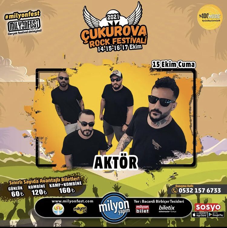 aktormuzik's tweet photo. #AKTÖR 15 Ekim Çukurova Rock Festivali Sahnesinde!!  @MilyonFest @milyontv @milyonbilet #milyonfest #çukurovarockfest https://t.co/zIgaMP15qN