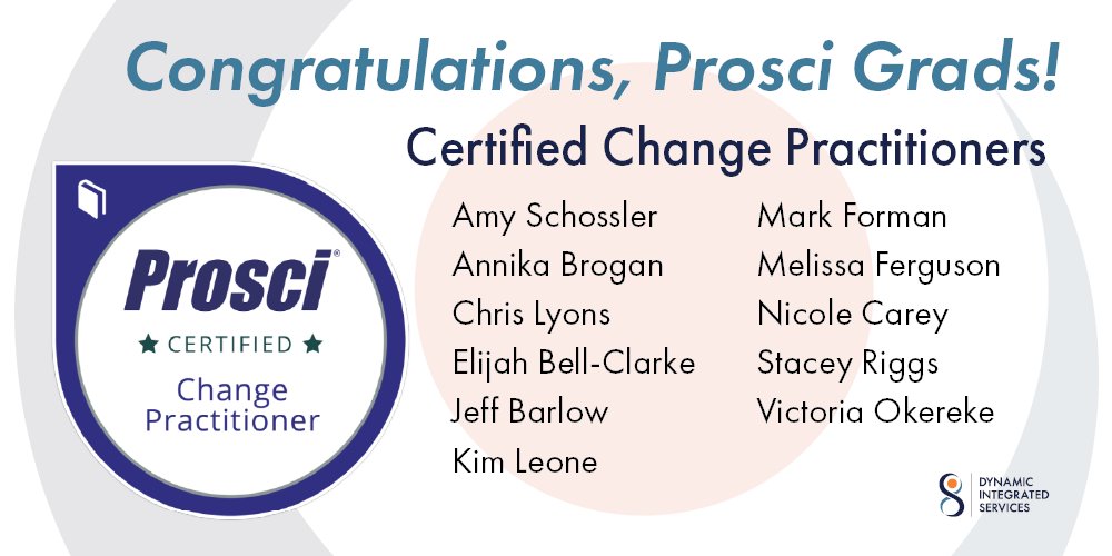 ConsultDIS's tweet photo. Congratulations, Prosci Grads on becoming Certified Change Practitioners! https://t.co/29qJUuZ8TG