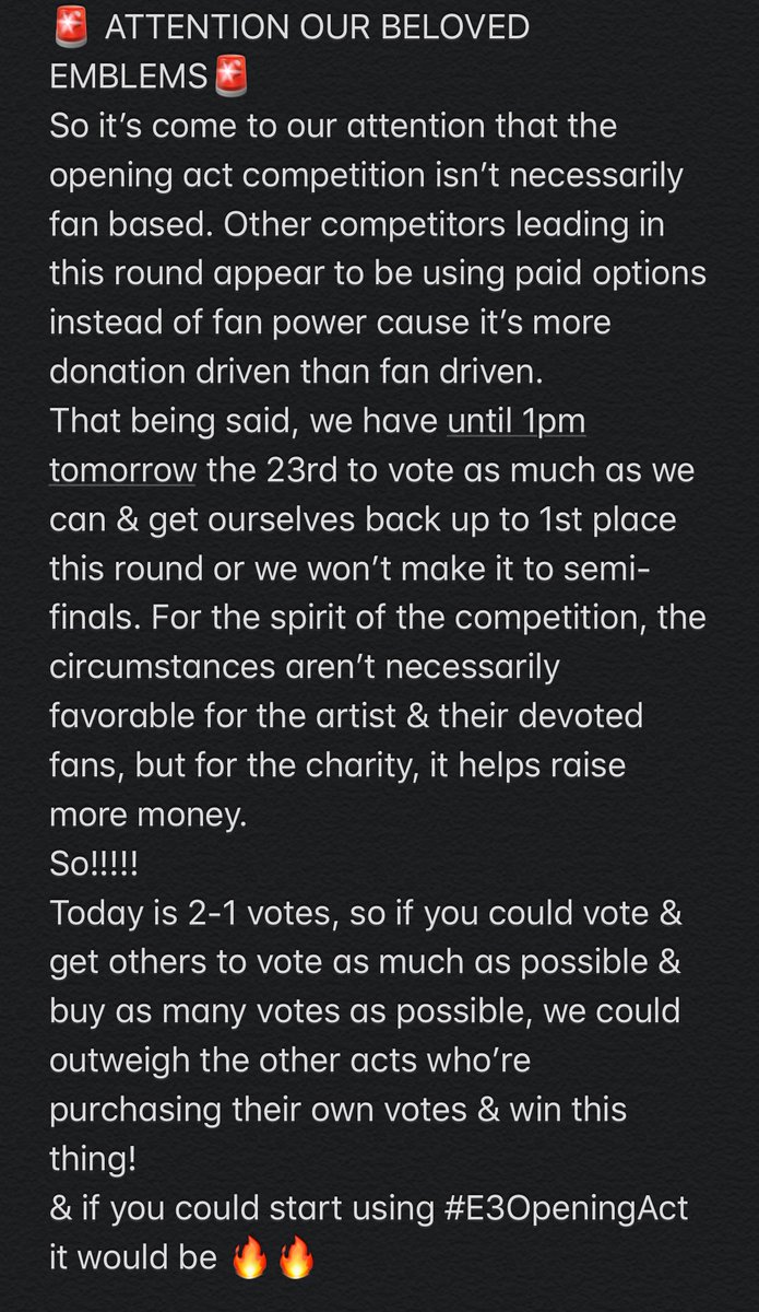 EmblemThree's tweet image. 🚨 Opening Act Competition Update! Please read our update &amp;amp; Here is the sacred link;) theopenact.com/2021/emblem3 .Today is 2 for 1 votes!!🙏🏼Bless you all for your devotion &amp;amp; support! Make sure to tag @/audacy &amp;amp; let them know how much we want to win!&amp;gt;#E3OpeningAct&amp;lt; use this too:)🤍♥️