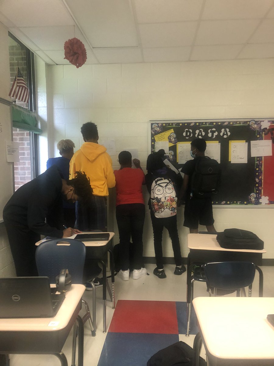 DrSDollar's tweet photo. Students were engaged completing a gallery walk covering slope, parallel, and perpendicular lines! Sometimes we have to get up and move to solve our problems! #math #mathislit #HHS https://t.co/x70nqEgVvV