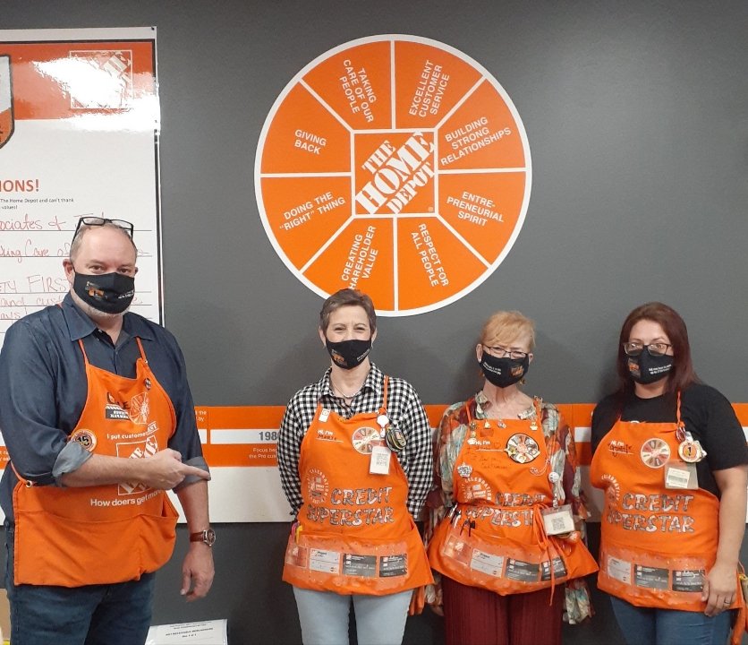 Shout out to these credit super stars rocking their new aprons from Credit Services. Our top credit associates for the year:  Marie, in Appliances, Miss Wanda, Front End, and Crystal, Pro Services.
Awesome job!
<a href="/AmiRumsey/">AmyRumsey@THD#8412</a>, <a href="/cole91960676/">Cole SM at Clayton Home Depot 8412</a>, <a href="/Shanda668/">Shanda66_#8412</a>, <a href="/homedepot8412/">Homedepot8412</a> ,<a href="/THD_Shauna/">Shauna Roberts 🦄</a>