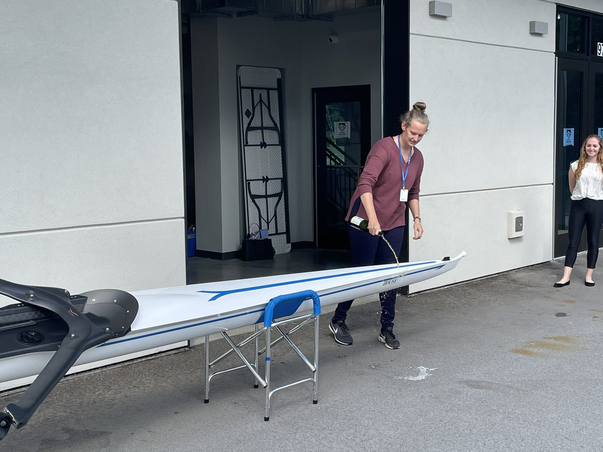 BruiserSports's tweet photo. GPS Rowing celebrated the dedication of its newest boat, “House”, earlier today! #GoBruisers #HTTG https://t.co/FpSe5Xx3lG