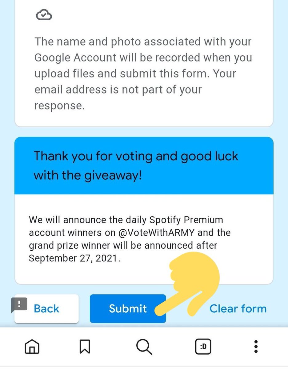 BTSVotingTroops's tweet photo. @HiriniRubee @VoteWithARMY @BTS_twt Hi! Just to be sure, did you click the "Submit" button down here? https://t.co/mPLLGatooP