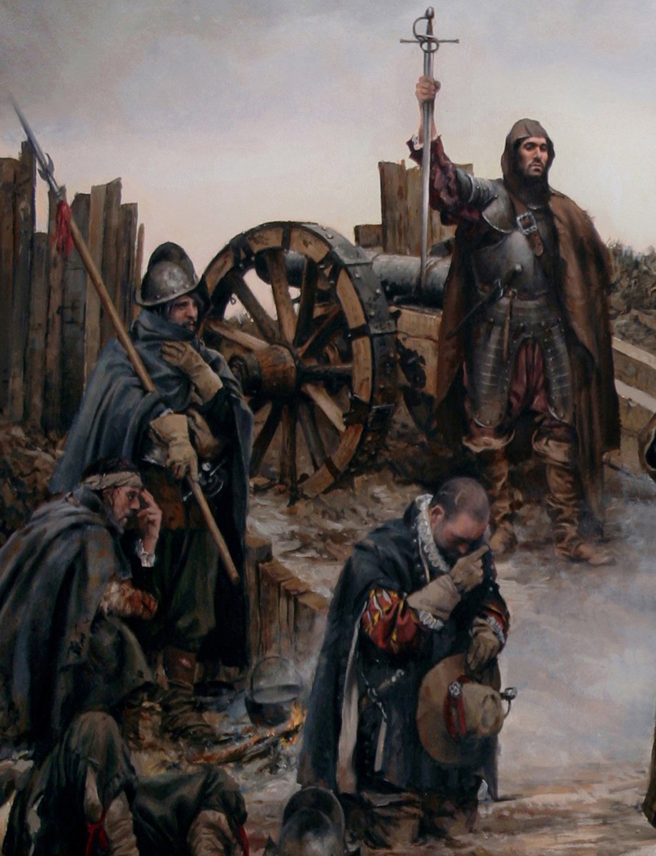 Ese de la mano amputada, con fiebre y santiguándose, el otro rapado al cero y mostrando las cicatrices de la cabeza, el de la coraza con la muerte en la cara.…
Así imagino yo, las miserias de la guerra