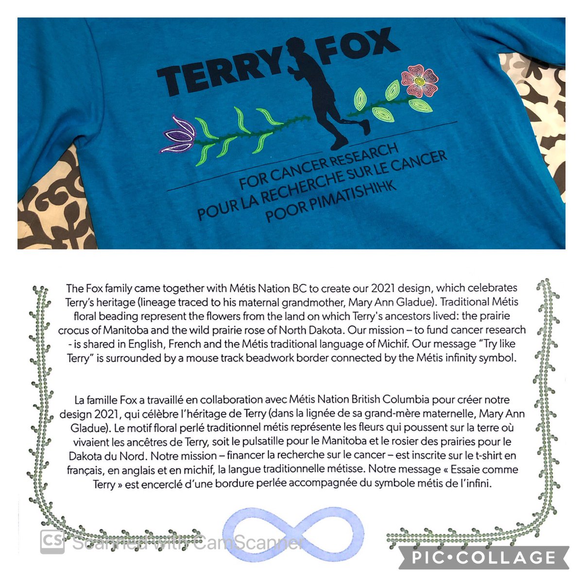 qvmcleod's tweet photo. My Terry Fox t-shirt arrived! I love the design collaboration with Métis Nation BC. #tryliketerry @TerryFoxCanada @tdsb_qv https://t.co/wHEf9Q1aDq