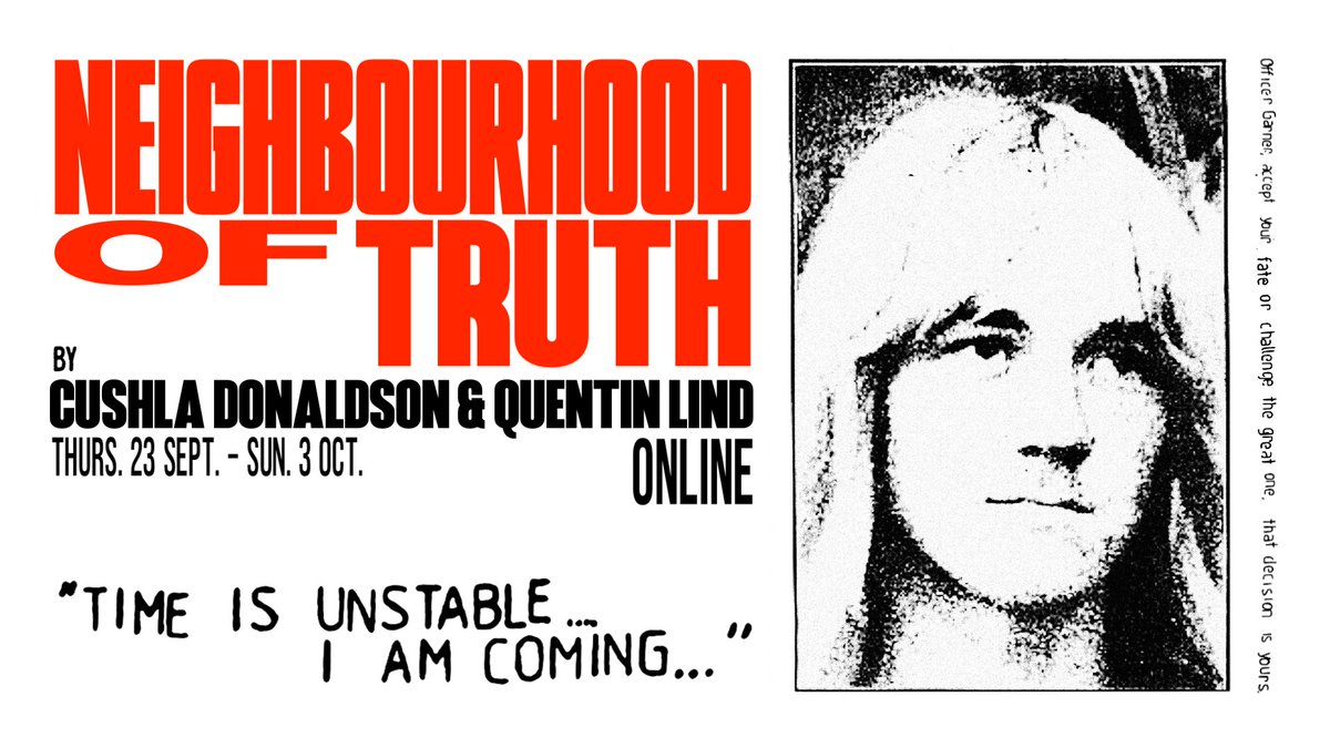 Premiere: ‘Neighbourhood of Truth’ a new film by Cushla Donaldson and Quentin Lind. Available to view on our website until 3 Oct: tinyurl.com/a5h9yh6w