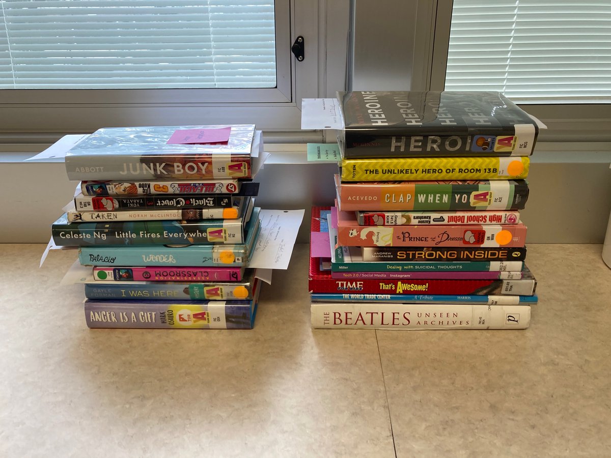 Stacked &amp; stoked for some independent reading in room 303. Grateful for our awesome book matchmakers👏🙏@Colls_HS_MS_Lib &amp; <a href="/Megandorney1/">Megan Dorney</a> #collsedu
