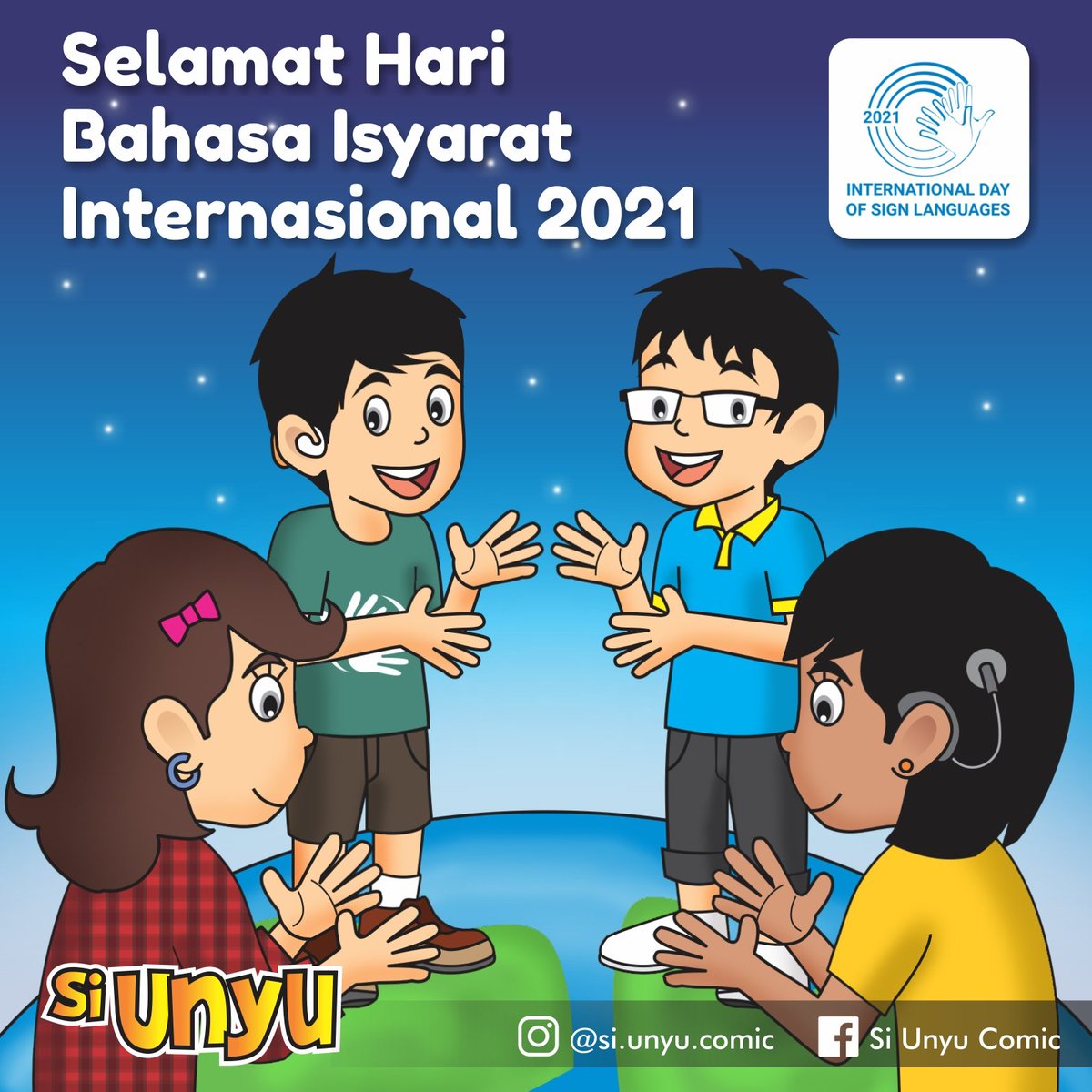 siunyucomic's tweet photo. Selamat Hari Bahasa Isyarat Internasional 2021.
.
.
#unyucomic #hbii #hbii2021 #IDSL #IDSL2021 #IWDP #iwdp2021 #bisindo #haribahasaisyaratinternasional #InternationalDayofSignLanguage #signlanguageday #givesignlanguage #tuli #deaf #comic #comics #webcomic #komik #webtoon https://t.co/PqZ1oEVeGj