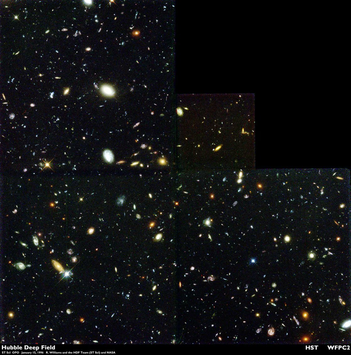 USAS_WW1's tweet photo. #Hubble Telescope's optics show hundreds of galaxies in a photo that represents a sector equivalent to what's behind pinhead held at arm's length. #aviation #space #avgeek #girlswhocode #womenintech #womeninstem https://t.co/EyKp1PUili