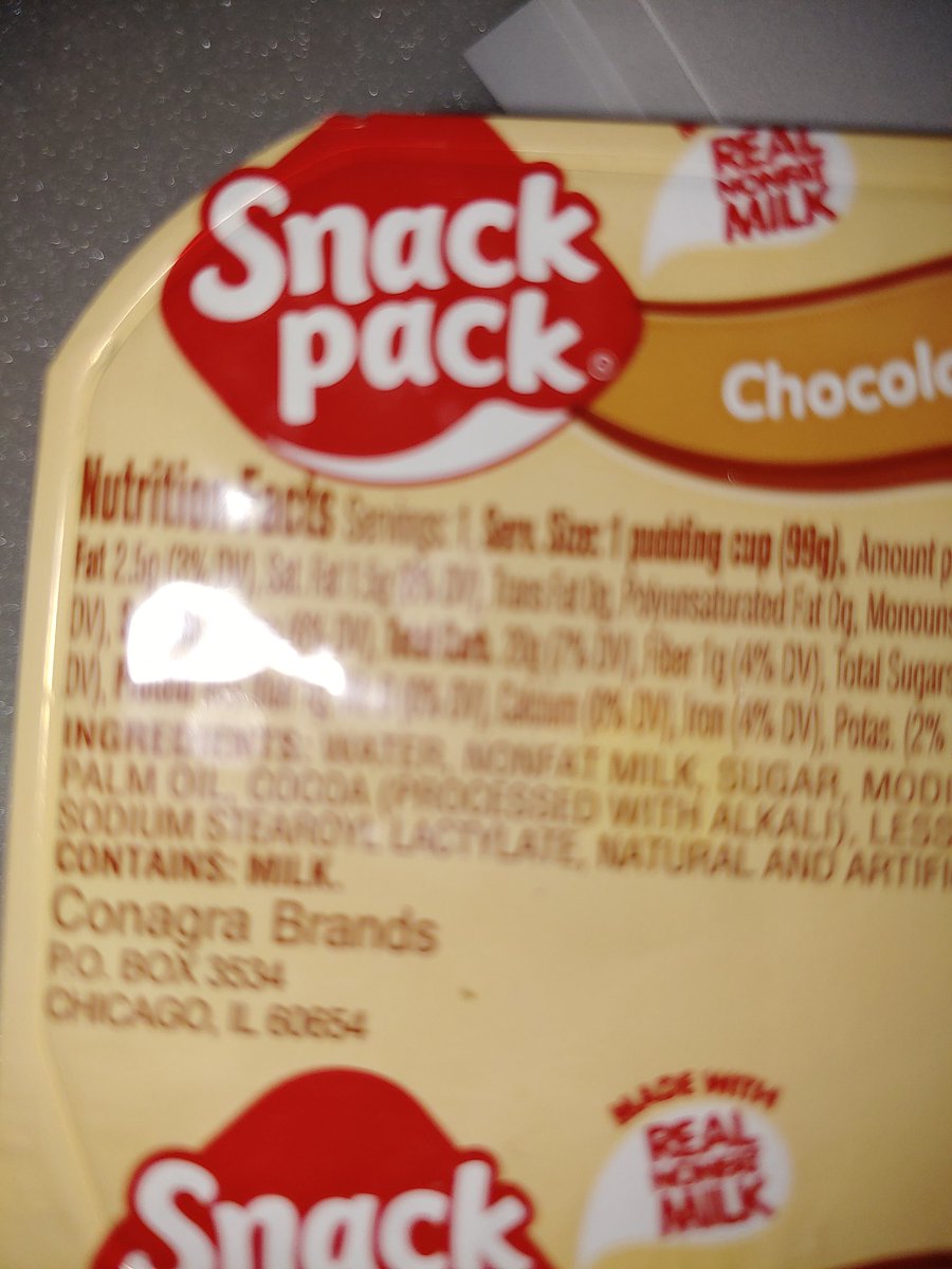 This hospital serves this pudding made by Conagra. Check out their politics. The shit is too deep. The disease has metastasized. We focus on a handful of issues while the rest are ruining our lives. I also boycott Goya. Check out who they support politically. Nestle. Coors. https://t.co/YPUZBFwwMh