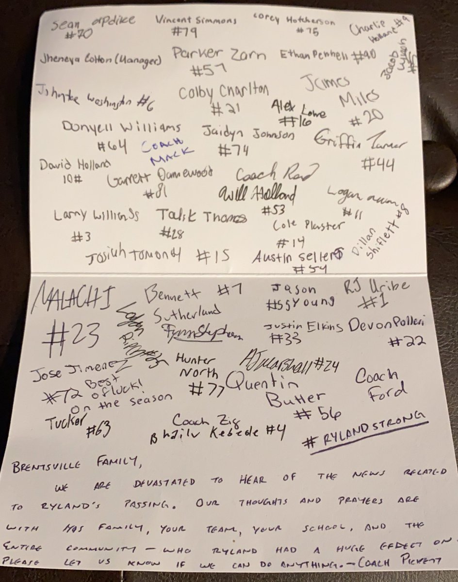 bdtigerfootball's tweet photo. When another football family gets it right a week after you lose one of your own. This sympathy card, with the loveliest message inside, came today.
We appreciate you @culpeper_fb. First class program! #RylandStrongForever https://t.co/CQ5E9MiG9I