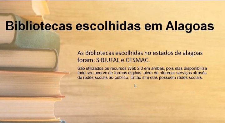 luanebiblio's tweet photo. Quinto grupo com a biblioteca da UFAL e biblioteca do CESMAC.
#infobiblio https://t.co/YJYxdCJ8x1