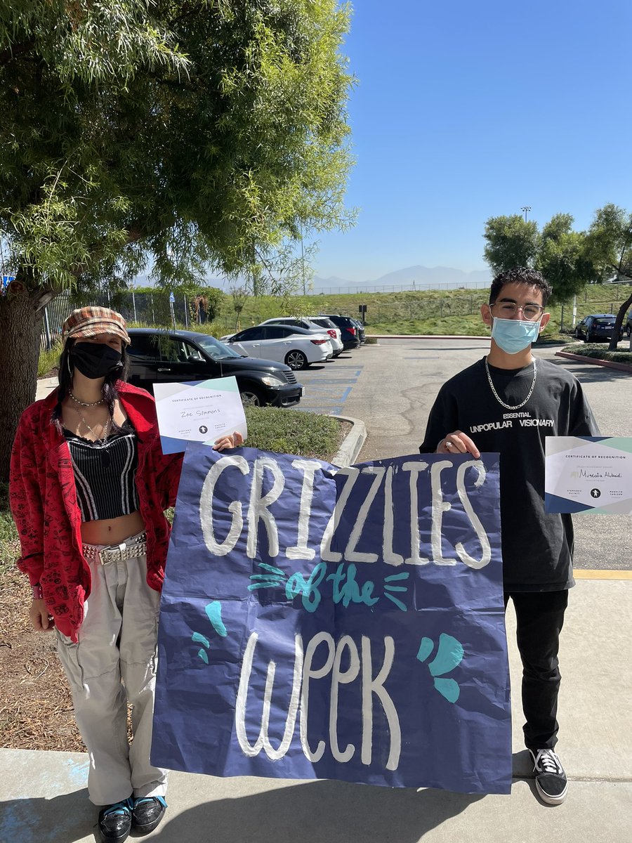 Congrats to our Grizzlies of the Week Zoe S. and Mustafa A.  We are so happy you are grizzlies!!