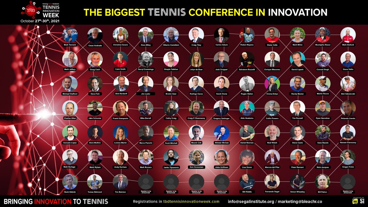 Official Poster of <a href="/TBDtennisinnov1/">TBDtennisinnovationweek</a> has being launched, the biggest Tennis Conference in Innovation with <a href="/TennisONEApp/">TennisONE App</a> and <a href="/InstituteSegal/">SegalInstitute</a> organization!! Many of the best innovators, creators and leaders all together bringing Innovation to Tennis!! Be part of TBD!