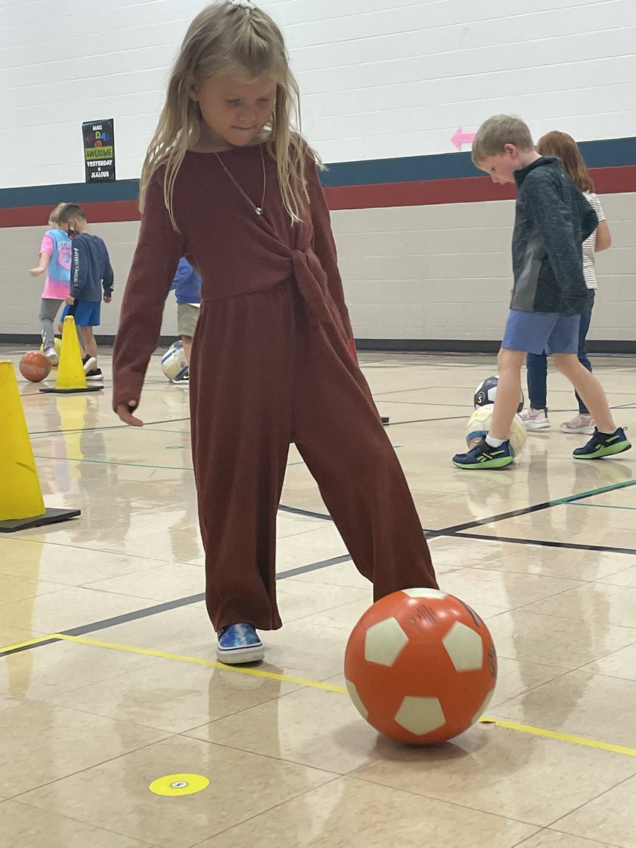 BethAllenFZSD's tweet photo. First graders @ZumMidRivers practiced dribbling and trapping the soccer ball today in PE. #MREStrong #SquashTheBug @ZumMidRivers https://t.co/6B6L4iO9mM