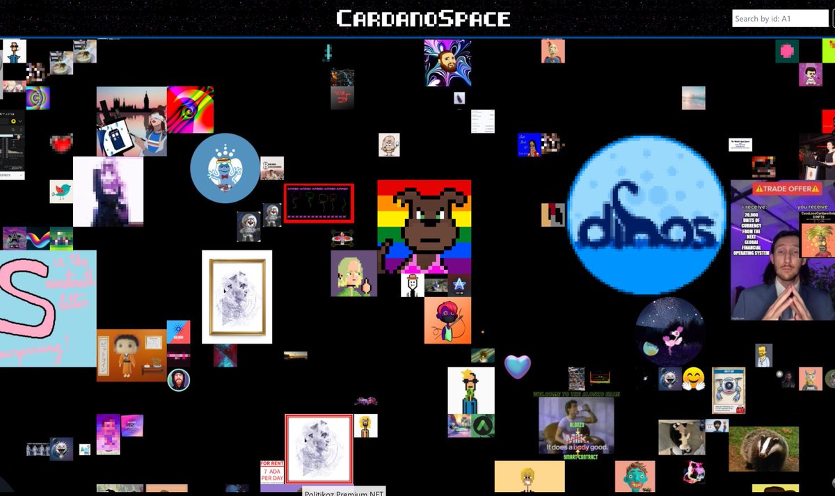 pov_on2wheels's tweet photo. I recently bought a 4x4 piece of real estate on @CardanoSpaceNFT and took the liberty of showing off some of the amazing NFTs created by @CardoggoNFT (see angry pride doggo below at the center)

You can explore the Space and find us at the top right corner 🐶

#CardanoNFT https://t.co/PX41zyHxlN