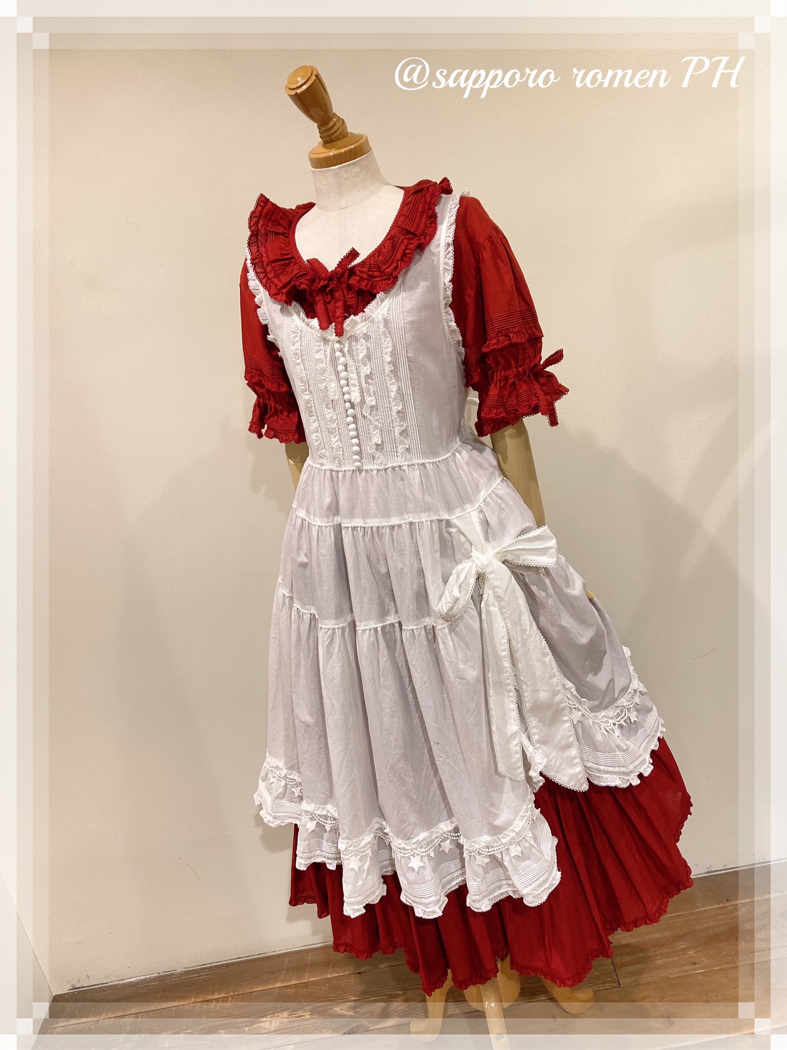 レディースピンクハウス・タブリエドレス赤 - ロングワンピース/マキシ レディースピンクハウス・タブリエドレス赤 - ロングワンピース/マキシ