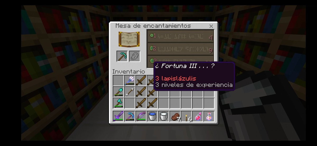 SiggdrakM's tweet photo. @GENuINE993 -Otro consejo es que antes de buscar diamantes y otros minerales completes de hacer la mesa de encantamientos y  Encantes tu pico de diamante con Fortuna 3 para que en vez de conseguir 1 diamante por mena consigas entre 1 a 6 https://t.co/bjbgblMUDE