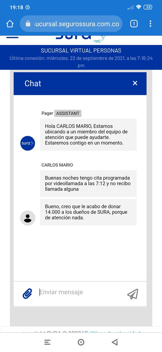 cmarioxxi's tweet photo. Esto es lo que sucede con la atención de @epssura, pagué para no recibir atención alguna. Gracias https://t.co/5DIgGMCCry