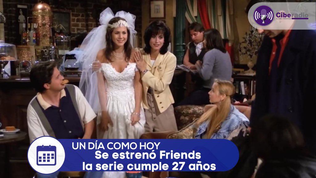 Ciberadio's tweet photo. #UnDíaComoHoy 🗓 Pero hace 27 años se estrenó la icónica serie #Friends. ▶️ https://t.co/0U6XOobIsQ 

#Friends27 #FriendsReunion https://t.co/7uJPV7srgO