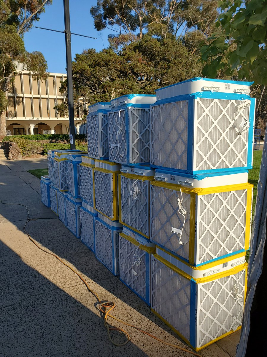 kprather88's tweet photo. CR boxes...going in classrooms @UCSanDiego right now! What an amazing grass root effort to add an extra layer of protection for our students, staff, and faculty. #COVIDisAirborne https://t.co/omPXhAQ3Qh