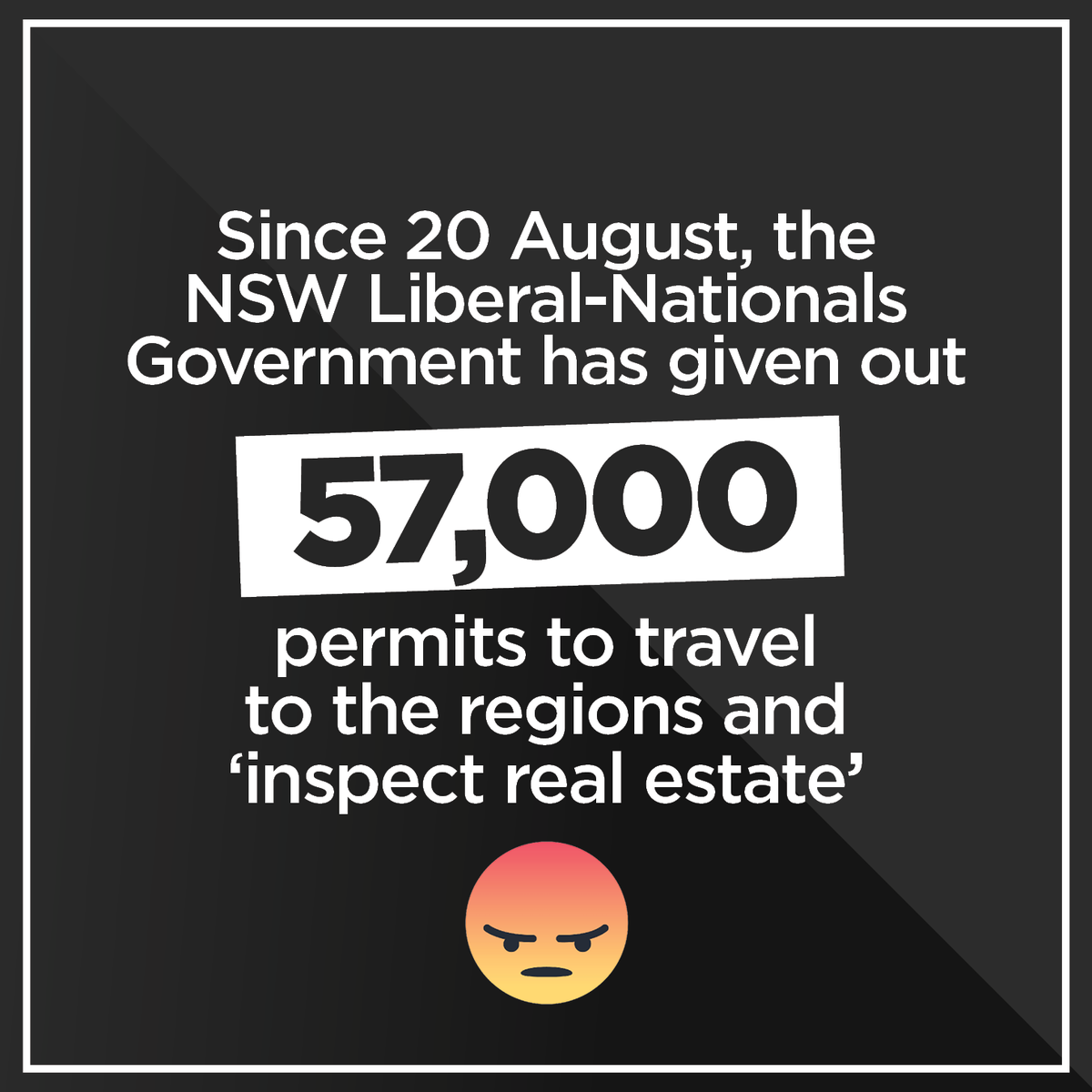 JElliotMP's tweet photo. Only days into our current lockdown on the North Coast, today we find out that @GladysB and the Libs &amp; Nats have given out 57,000 permits for people to travel to the regions to "inspect real estate" in JUST THE LAST MONTH. #nswpol

More info: https://t.co/LoZEYesQfD https://t.co/1M0FipVRmC