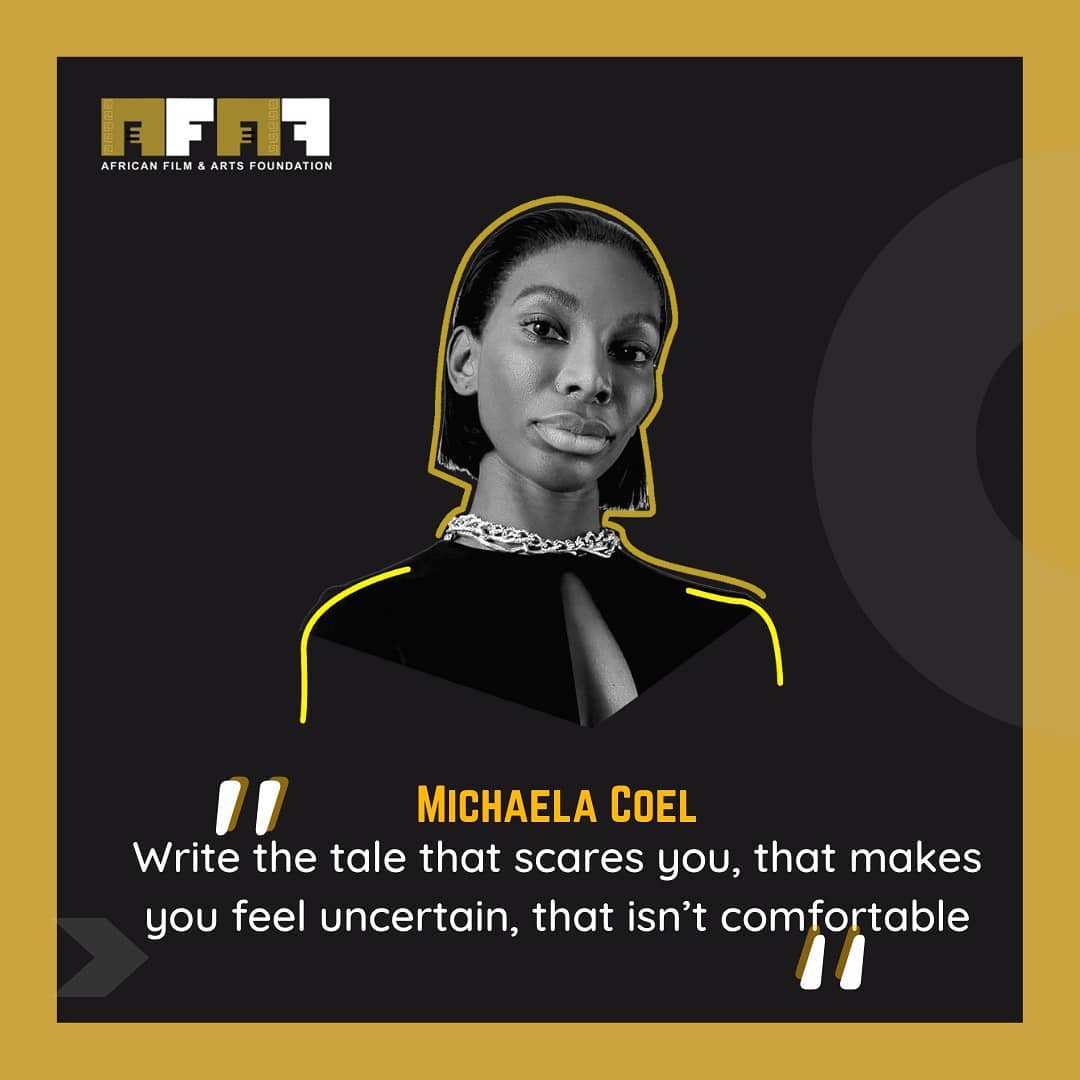 Michaela Coel is a British actress, screenwriter, director, producer, and singer and the first Black woman to win 'Outstanding Writing in a Limited Series' at the Emmy awards #writer #Emmys2021 #screenwriter #Inspiration #wisewords #africanfilmarts #MichaelaCoel