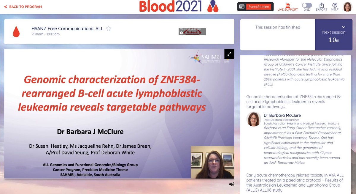 Dr Barb McClure (@barb_mcclure) on Twitter photo Great to present my recent findings on ZNF384r B-ALL at Blood21 today from the <a href="/ALL_genomics/">Prof Deb White</a> lab <a href="/sahmriAU/">SAHMRI</a> <a href="/AMPFoundation/">AMP Foundation</a> #tomorrowmaker Great to present my recent findings on ZNF384r B-ALL at Blood21 today from the <a href="/ALL_genomics/">Prof Deb White</a> lab <a href="/sahmriAU/">SAHMRI</a> <a href="/AMPFoundation/">AMP Foundation</a> #tomorrowmaker