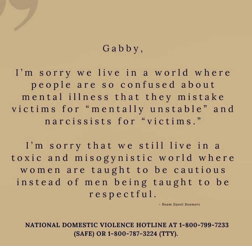 You deserved to be safe and have a beautiful life 😔 RIP Gabby 🙏🏻 #gabbypetito #ripgabby #bringgabbyhome #findgabby #domesticviolenceawareness