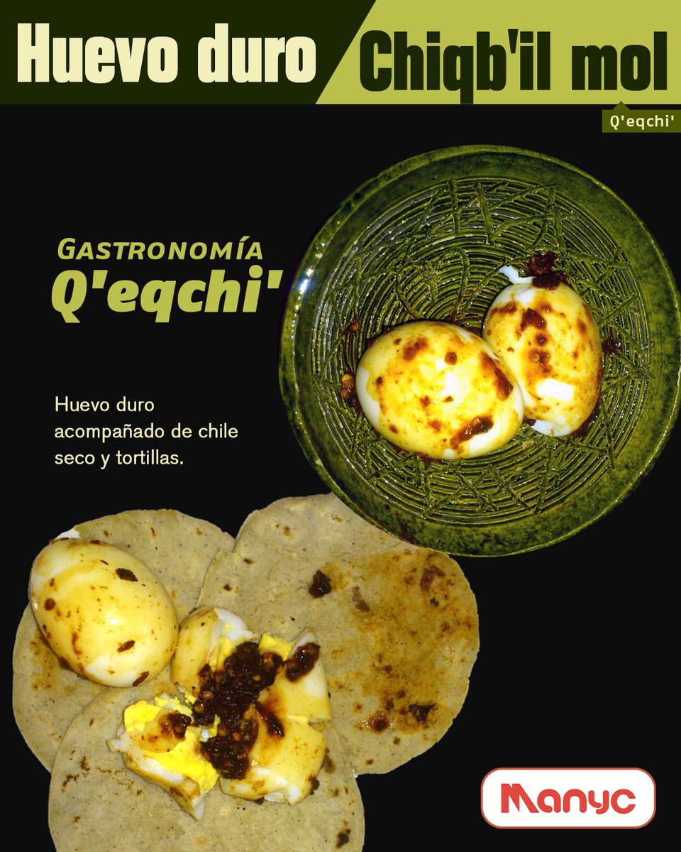 manyc502's tweet photo. #gastronomiaguatemalteca
Huevo duro / Chiqb´il mol (Q'eqchí´)
.
.
.
.
.
#guatemala #guate #gastronomía #gastronomiaguatemalteca #recetas #manyc #antojitos #AltaVerapaz #qeqchi https://t.co/fP53Cqh13M