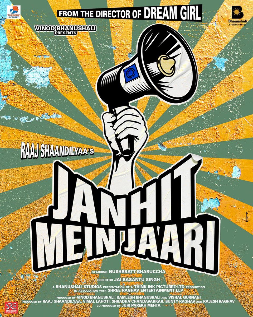 Ek womaniya hai sab pe bhaari, Yeh suchna hai #JanhitMeinJaari.
Filming begins today!

@Nushrratt @Anudsinghdhaka @annukapoor_ @Pparitosh1 @writerraj #JaiBasantuSingh @vinodbhanu #KamleshBhanushali @vishalgurnani5 @vklahoti @SonaliSinghSSS @Chirucam #ShradhaChandavarkar