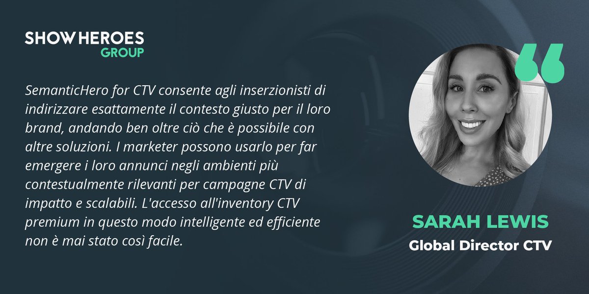 SemanticHero consente di avere una conoscenza completa del contesto intorno alle inventory #CTV. Scopri il nuovo prodotto di <a href="/showheroesgroup/">ShowHeroes Group</a> con Sarah Lewis, Global Director CTV. buff.ly/3u03kPp 
#contextualtargeting #videoadvertising