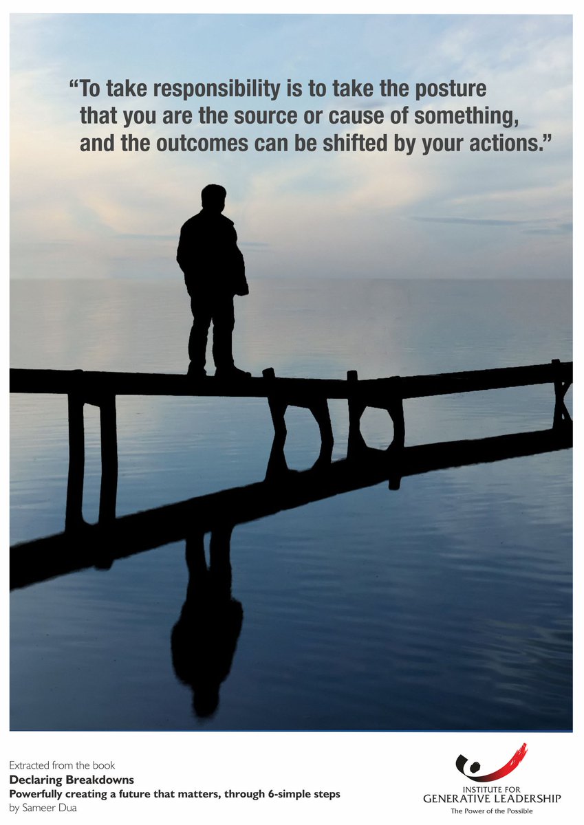 IGL_AsiaAndUK's tweet photo. "To take responsibilility is to take the posture that you are the source or cause of something, and the outcomes can be shifted by your actions."

#GenerativeLeadership
#ConversationalLeadership
#SameerDua https://t.co/rnf0VX7OKs