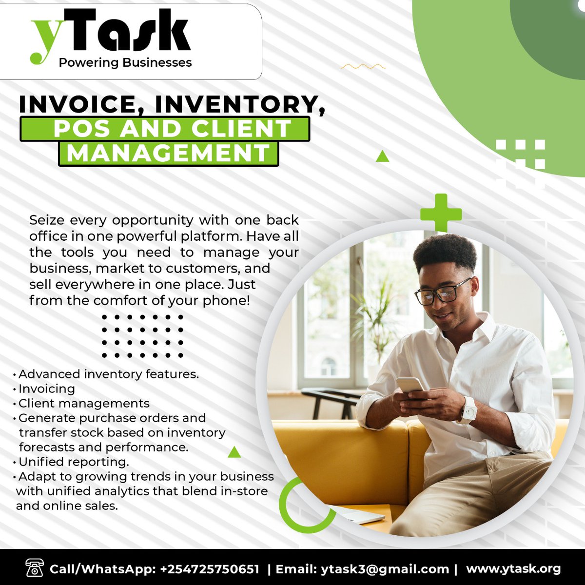 Find out about Invoice, POS, Inventory and client management through ytask.org
 #RaptureIsNear
#JKLive