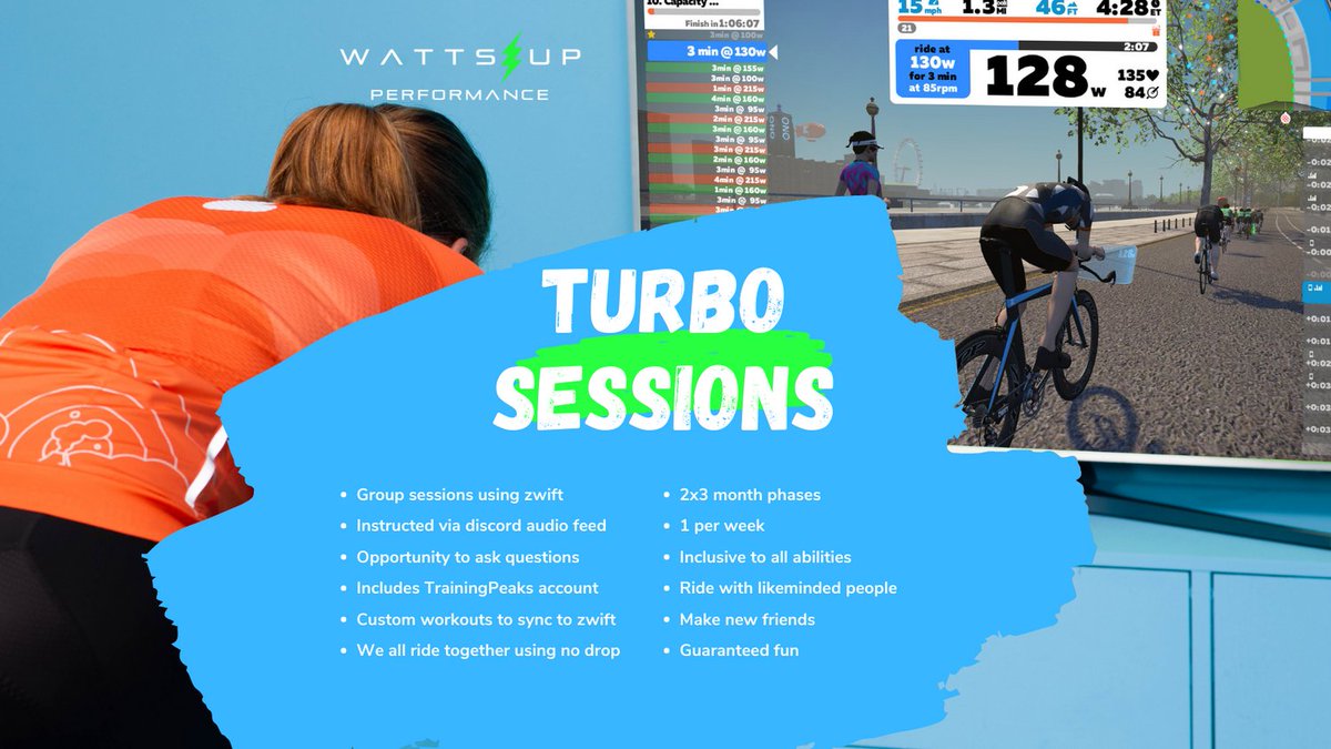 Upcoming group turbo sessions, coming your way from October.
wattsupperformance.com/turbo/turbo.php